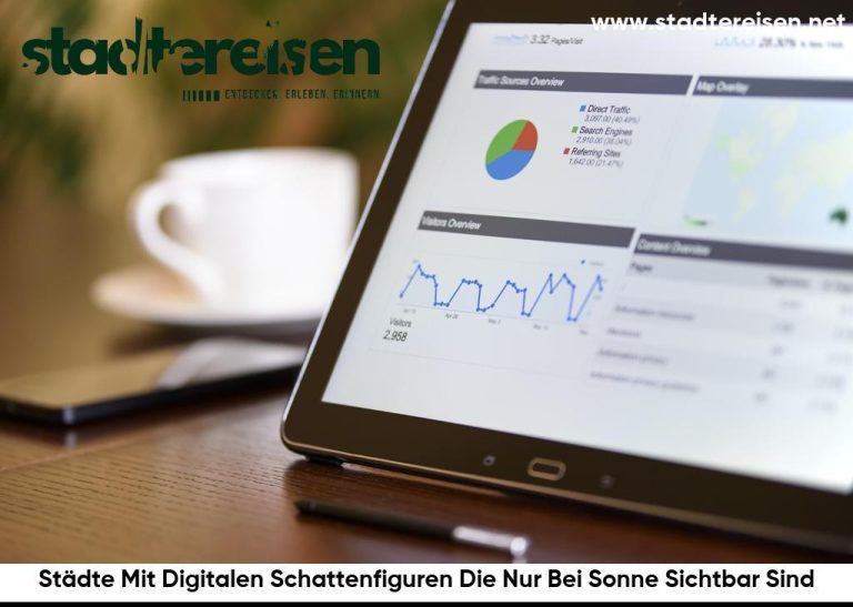 Städte Mit Digitalen Schattenfiguren Die Nur Bei Sonne Sichtbar Sind