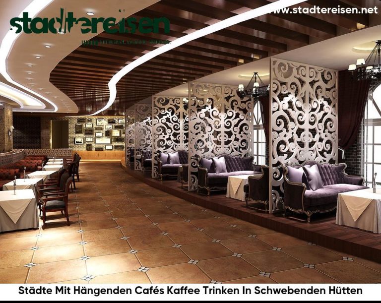 Städte Mit Hängenden Cafés Kaffee Trinken In Schwebenden Hütten