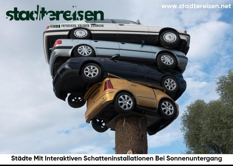 Städte Mit Interaktiven Schatteninstallationen Bei Sonnenuntergang