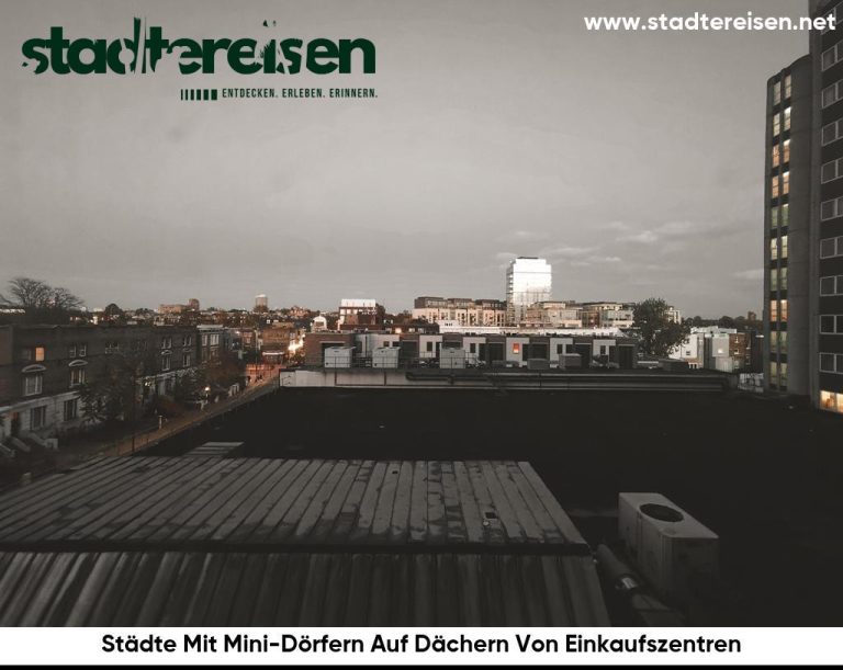 Städte Mit Mini-Dörfern Auf Dächern Von Einkaufszentren