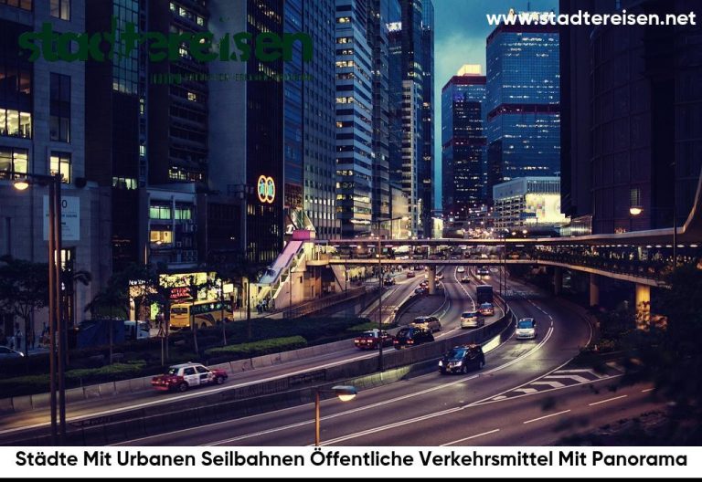 Städte Mit Urbanen Seilbahnen Öffentliche Verkehrsmittel Mit Panorama