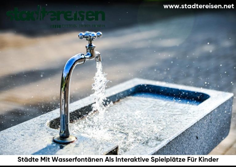 Städte Mit Wasserfontänen Als Interaktive Spielplätze Für Kinder
