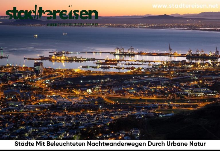 Städte Mit Beleuchteten Nachtwanderwegen Durch Urbane Natur